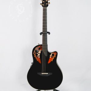 Ovation DS778 Elite Long Neck Baritone Black Acoustic Guitar