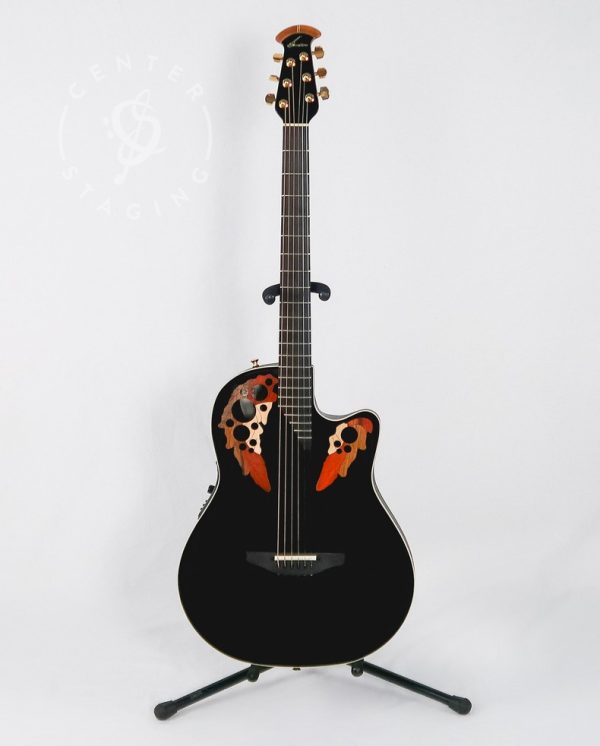 Ovation DS778 Elite Long Neck Baritone Black Acoustic Guitar